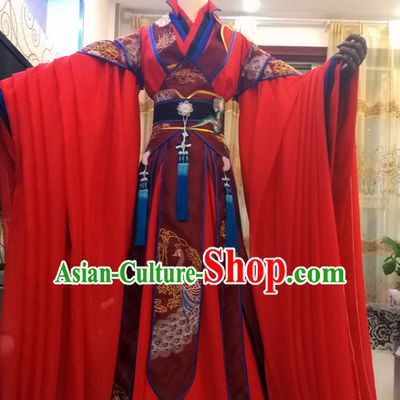 Ancient Chinese Royal Princess Costumes Flower Costume Traditional Chinese Fairy Hanfu Han Fu Costumes Ancient Cosplay Complete Set