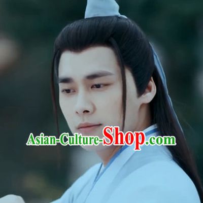 Chinese Ancient Hero Long Black Wigs