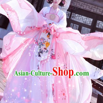 Chinese Hanfu Hakama Traditional Fairy Dress Quju Supreme Chinese Princess Costume Ancient Chinese Costume and Headpieces Complete Set