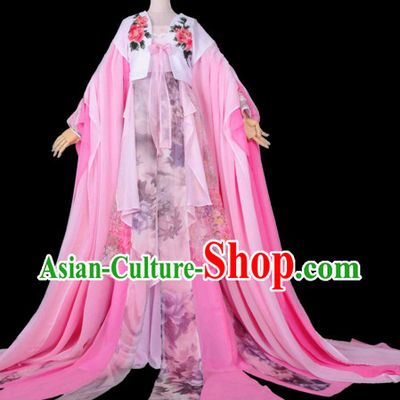 Chinese Hanfu Hakama Traditional Fairy Dress Quju Supreme Chinese Princess Costume Ancient Chinese Costume and Headpieces Complete Set