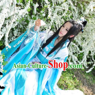 Chinese Hanfu Hakama Traditional Fairy Dress Quju Supreme Chinese Princess Costume Ancient Chinese Costume and Headpieces Complete Set