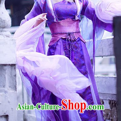 Purple Chinese Princess Hanfu Robe Clothing Handmade Bjd Dress Opera Costume Drama Costumes Complete Set