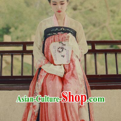 Chinese Ancient Tang Dynasty Ruqun Clothing Han Fu Suit Complete Set for Women