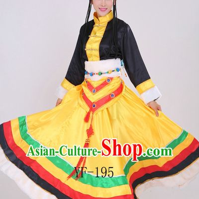 Chinese Minority Dance Dress China Fan Dance Costume Ribbon Dance Costumes Folk Dance Suit