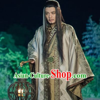 Chinese Ancient Swordsman Kung Fu Master Costumes Complete Set for Men