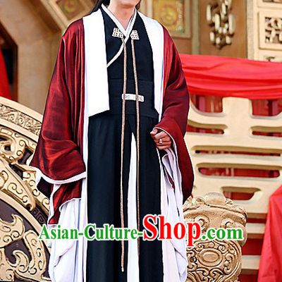 Chinese Ancient Swordsman Hero Costumes and Hair Ornaments Complete Set