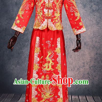 Top Traditional Chinese Phoenix Embroidered Wedding Dresses Wedding Gowns for Brides