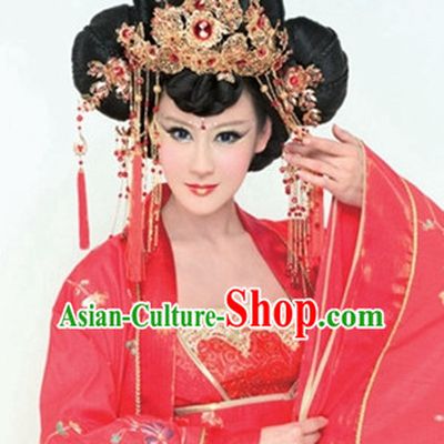 Chinese Ancient Black Wigs Hair Accessories Headpiece Headdress