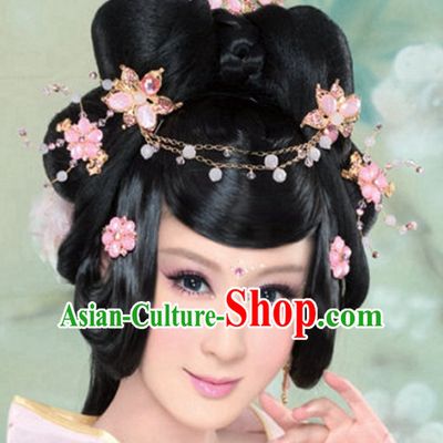 Chinese Ancient Princess Black Wigs Hair Accessories Headpiece Headdress