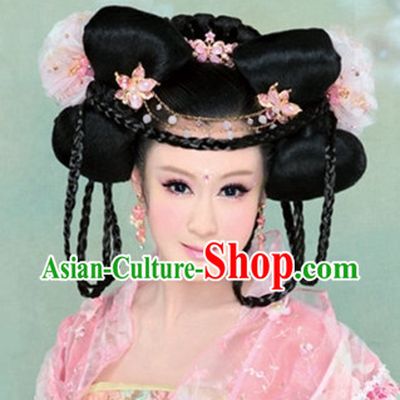 Chinese Ancient Empress Black Wigs Hair Accessories Headpiece Headdress