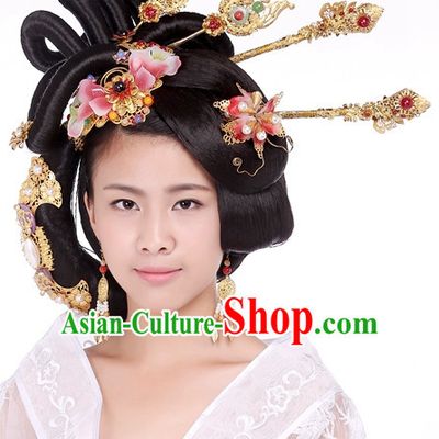 Chinese Ancient Princess Black Wigs Hair Accessories Headpiece Headdress