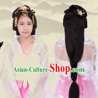 Chinese Ancient Princess Black Wigs Hair Accessories Headpiece Headdress