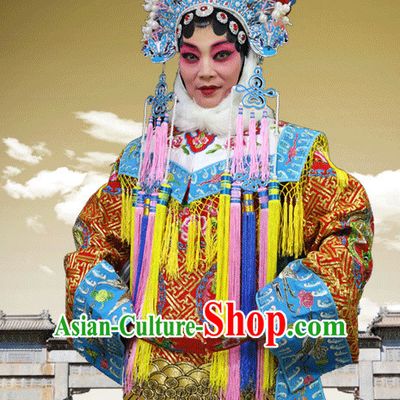 Chinese Opera Beijing Opera Peking Opera Costume Embroidered Robe Hua Dan Opera Costumes and Headdress Complete Set