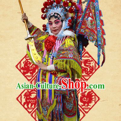 Chinese Opera Beijing Opera Peking Opera Hua Dan Costume Embroidered Robe Hua Dan Opera Costumes and Headdress Complete Set