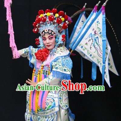 Chinese Opera Beijing Opera Peking Opera Hua Dan Costume Embroidered Robe Hua Dan Opera Costumes and Headdress Complete Set