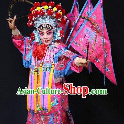 Chinese Opera Beijing Opera Peking Opera Hua Dan Costume Embroidered Robe Hua Dan Opera Costumes and Headdress Complete Set