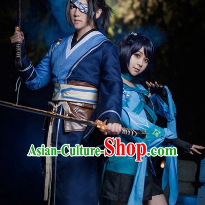 Chinese Men Warrior Hanbok Kimono Stage Opera Costume Dresses Costume Ancient Cosplay Complete Set