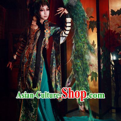 Chinese Women Peacock Empress Hanbok Kimono Stage Opera Costume Dresses Costume Ancient Cosplay Complete Set