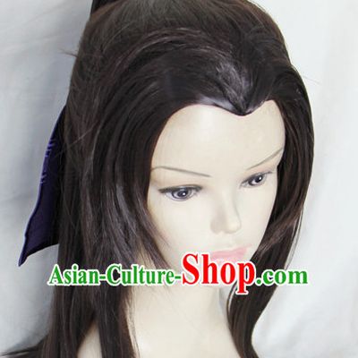 Chinese Ancient Style Long Black Hair Wig Hair Decoration Wigs Set