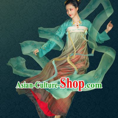 Chinese Traditional Tang Dynasty Royal Stage Hanfu Hanbok Kimono Costume Dresses Costume Ancient Garment Complete Set
