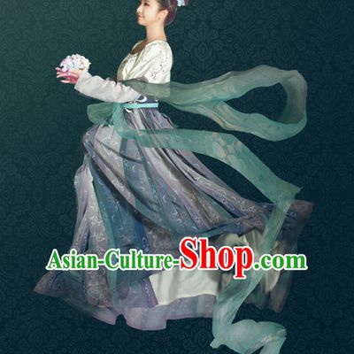 Chinese Traditional Tang Dynasty Royal Stage Hanfu Hanbok Kimono Costume Dresses Costume Ancient Garment Complete Set