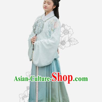 Chinese Traditional Ming Dynasty Royal Stage Hanfu Hanbok Kimono Feitian Costume Dresses Costume Ancient Fairy Garment and Headpieces Complete Set