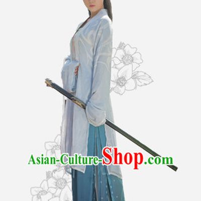 Chinese Traditional Dynasty Royal Stage Hanfu Hanbok Kimono Feitian Costume Dresses Costume Ancient Fairy Garment and Headpieces Complete Set