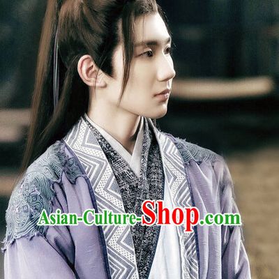 Chinese Ancient Men Long Black Wigs