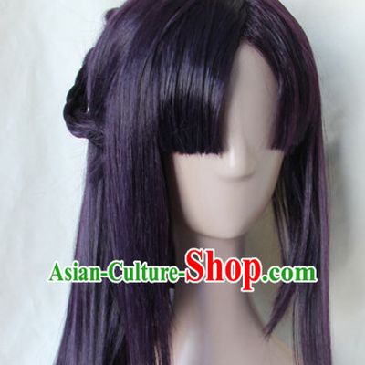 Chinese Ancient Style Long Black Hair Wig Hair Decoration Wigs Set