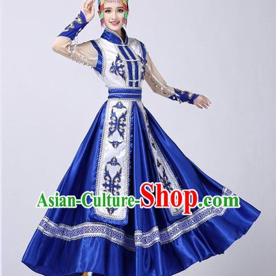 Chinese Folk Mongolian Dance Costumes and Hat Complete Set for Women