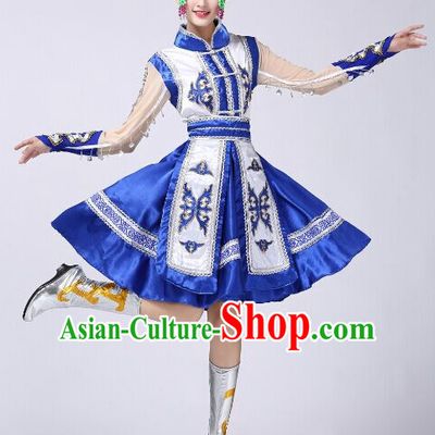 Chinese Folk Mongolian Dance Costumes and Hat Complete Set for Women