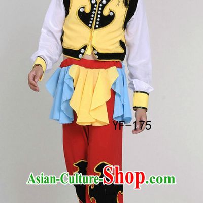 Chinese Folk Mongolian Dance Costume and Hat Complete Set for Men