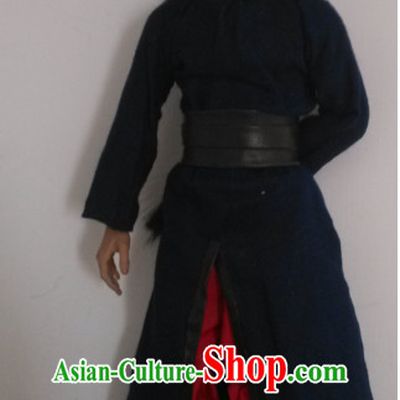 Black Chinese Qing Dynasty Black Hanfu Dress Gown Costumes Ancient Costume Clothing Complete Set