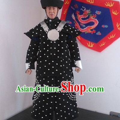 Chinese Classical Qing General Body Armor Hanfu Dress Gown Costumes Ancient Costume Clothing Complete Set