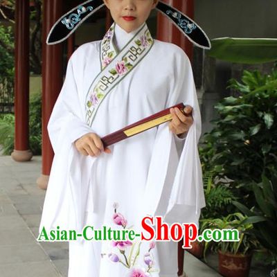 Chinese Scholar Opera Stage Costume Embroidered Young Men Hanfu Dress Gown Costumes Ancient Costume Clothing Complete Set