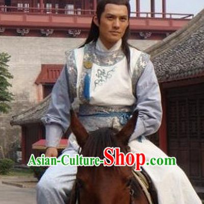 Chinese Men Knight Costume Stage Drama Costumes Parade Costume Complete Set