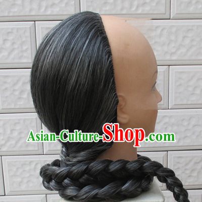 Qing Dynasty Kung Fu Master Half White Wig for Men or Boys