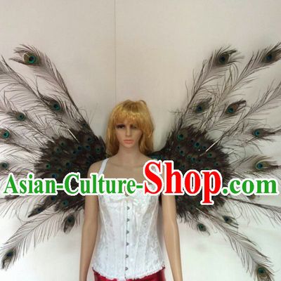 Parade Quality Peacock Feather Dance Costumes Popular Ostrich Feathers Fancy Costume Angel Wings Costume Complete Set