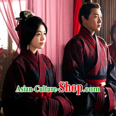 Chinese Ancient Traditional Wedding Dresses Complete Sets for Brides and Bridegroom