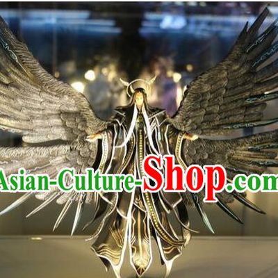 Chinese Ancient BJD Adult Size Costumes Dresses and Headpieces Complete Set for Men with Two Giant Wings