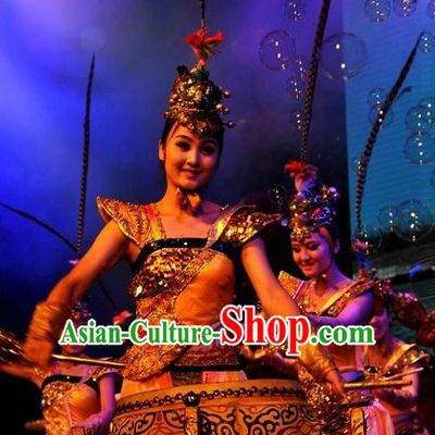 Professional Stage Performance Drum Player Dance Costumes Complete Set for Women or Girls