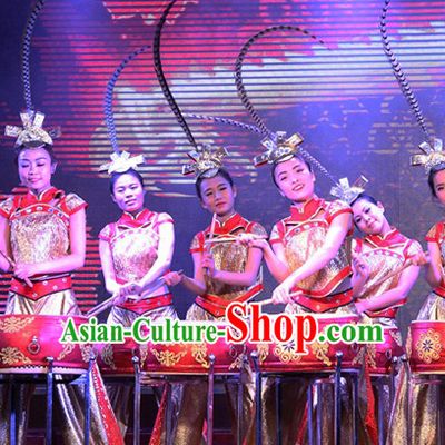 Professional Stage Performance Drum Player Dance Costumes Complete Set for Women or Girls