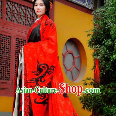 Ancient Chinese Princess Han Dynasty Wedding Dresses Traditional Royal Stage Hanfu Classical Dress National Costumes Clothing and Hair Jewelry Complete Set