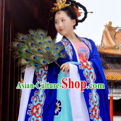 Ancient Chinese Royal Tang Dynasty Dresses Hanfu Classical Dress National Ceremonial Costumes Clothing and Headpieces Complete Set