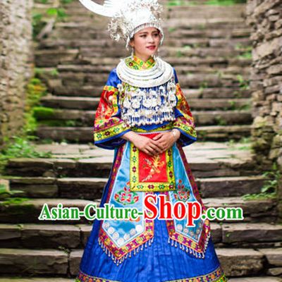Chinese Miao Princess Clothing Miao Clothes Minority Dresses Ethnic Costumes and Accessories Complete Set for Women