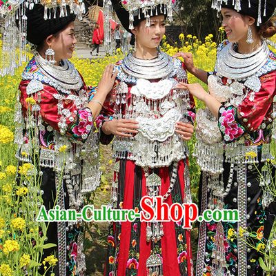 Chinese Miao Princess Clothing Miao Clothes Minority Dresses Ethnic Costumes and Accessories Complete Set for Women