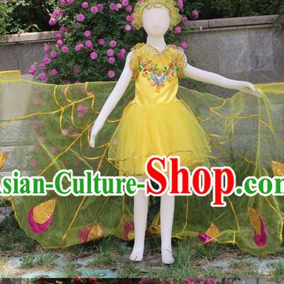 Stage Performance Butterfly Dance Costumes and Headwear Complete Set for Women Girls