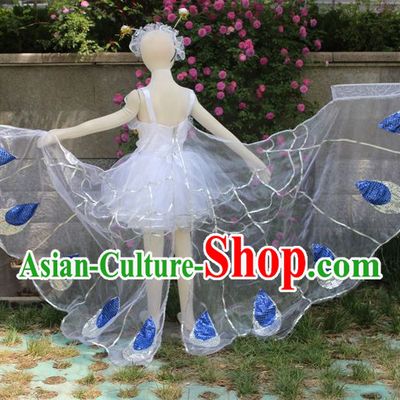 Stage Performance Butterfly Dance Costumes and Headwear Complete Set for Women Girls