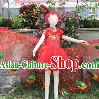 Stage Performance Butterfly Dance Costumes and Headwear Complete Set for Women Girls
