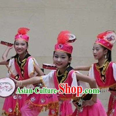 Chinese Dance Costume Ribbon Dance Costumes Fan Dance Dancer Dancing Dresses for Kids